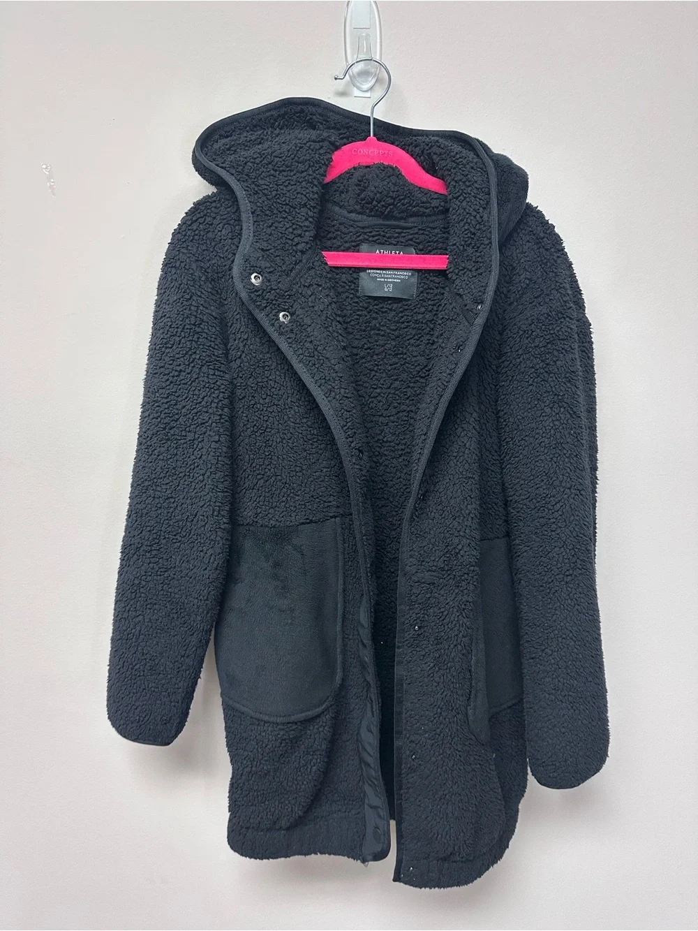 Athleta Girl Cozy Black Sherpa Hooded Jacket